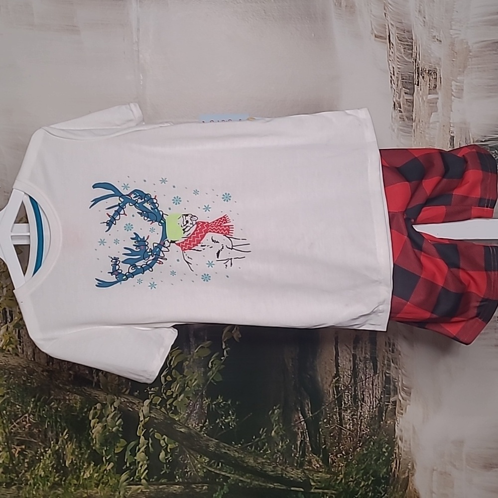 NWT! Cat & Jack Youth XL 14 Plaid Moose pajamas set